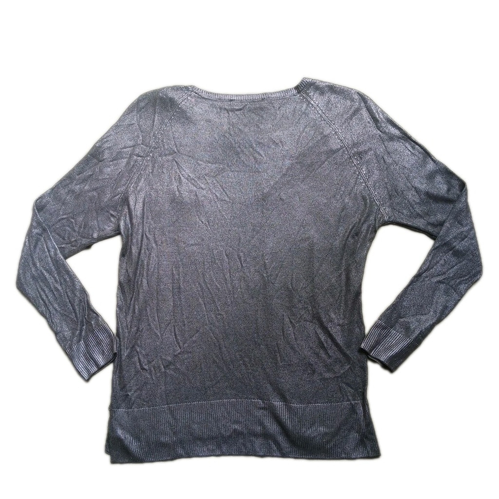 Zara Grey Gold Shimmer Knit Sweater Top Pullover Size Small - Picture 3 of 3